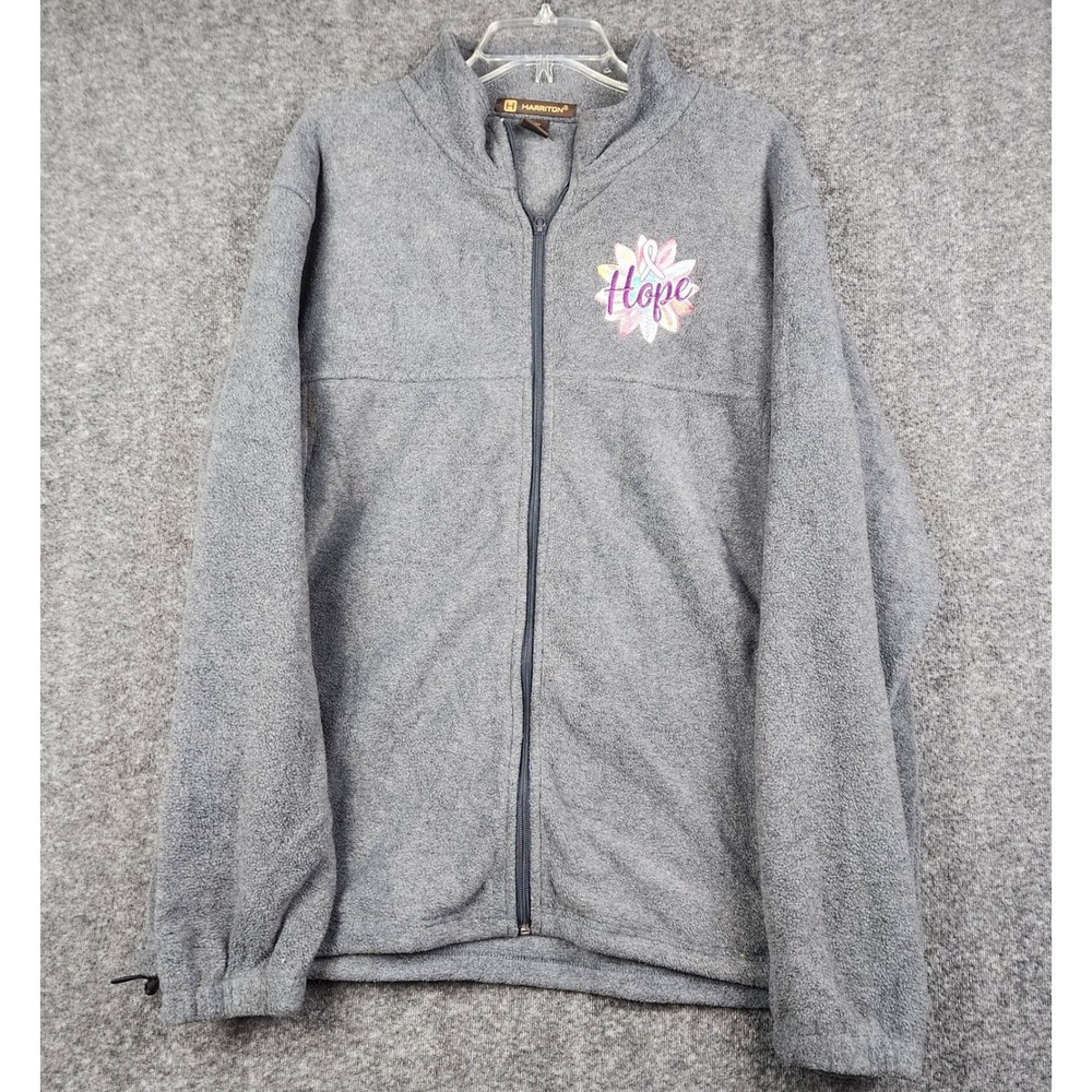 Harriton Fleece Jacket Women Large Hope Breast Cancer Awareness Full‎ Zip M990
